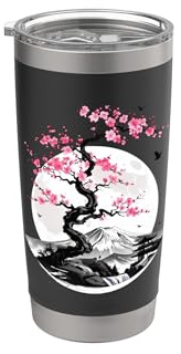 Mujeres japonesas de cerezo. Mujeres Sakura Moon Fuji Vaso térmico de acero inoxidable de doble pared