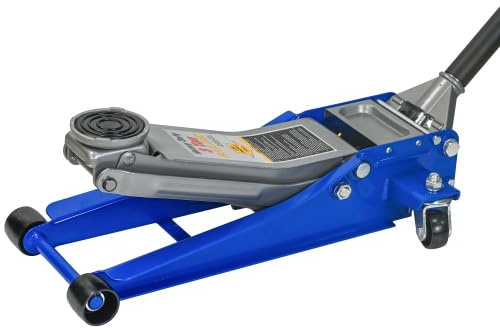 Rangierwagenheber 3T, hydraulischer Wagenheber flach für Auto & SUV, Doppelkolben, 75–505 mm, Aluminium/Q235-Stahl, Blau/Silber