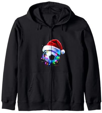 Ballon de Football Festif avec Bonnet de Père Noël et lumières Sweat à Capuche