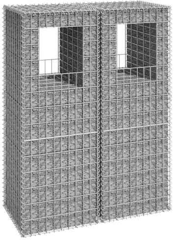 Colonne a gabbione, 2 pezzi, 50 x 50 x 140 cm, in ferro