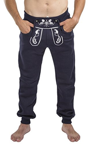 Herren Trachten Jogging Lederhose lang - Jogginghose Bestickt - Trachtenhose - Schöneberger Trachtenlederhose Trachtenläufer