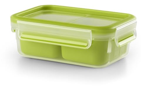 Tefal Master Seal To Go Snack Box With Inserts Food Storage, Clear/Green, 16.3 x 11.3 x 5.8 cm