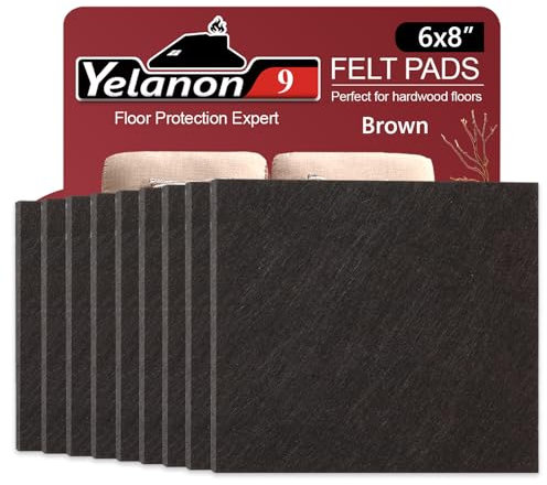 Yelanon Felt Furniture Pads 9 Pieces 15 x 20cm Furniture Pads Self Adhesive, Cuttable Felt Chair Pads, Anti Scratch Floor Protectors for Furniture Legs Furniture Couch Felt Feet Hardwood Floor,Brown