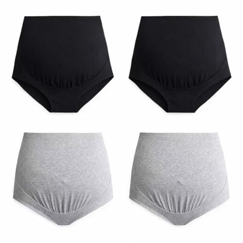 Mama Cotton Graviditetsbyxor med hög midja över stussen och full täckning för kvinnor, multipack (S-4XL), M