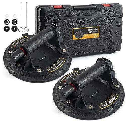 2 Pack Ventose per Sollevamento,Ventosa in vetro con Manico in ABS,Carico Massimo 220kg -Per Livellare Superfici Lisce e Sostituzione Finestra in Granito/Valigetta per Il trasporto
