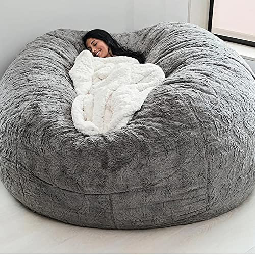 RTYHN Faux Fur Bean Bag,Adults Luxurious Giant 5/6/7ft Huge Bean Bag Chair,Ultra Soft Bean Bag Chair(No Filler)