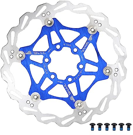 DJC Bike Brake Disc Rotor MTB Floating Brake Disc 160mm 180mm 203mm with 6 bolts Road Bike MTB BMX Steel Aluminum Brake Disc (3# blue, 160mm)