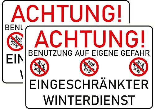 INDIGOS UG - Schilder - 300x200 mm - Schild 2 Stück - Eingeschränkter Winterdienst - Aluverbundplatte - für Garage, Hotel, Parkplatz, Schule, Carport, Firma