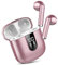 Jesebang Cuffie Bluetooth, Auricolari 5.4 con Stereo HiFi Immersivo, Auricolare con 4 HD Mic, Mini Cuffiette Bluetooth IP7 Impermeabili, Cuffie Senza Fili per iphone/samsung,LED,30 Ore,Oro Rosa(2025)