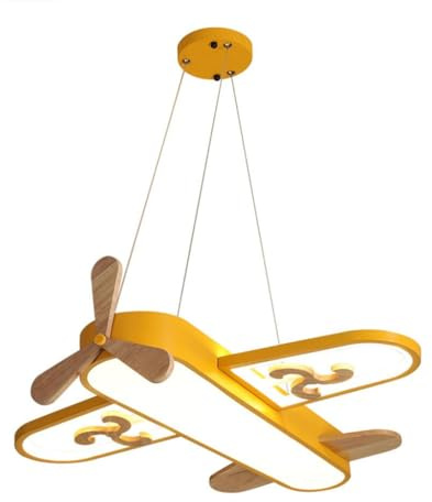LED Deckenlampen Kinderzimmer Kronleuchter 32W dimmbar Fernbedienung Licht Flugzeug Pendelleuchten Jungen Mädchen Schlafzimmer Leuchten Studie Beleuchtung Lampe Kinder Deckenleuchten L21.7 yellow