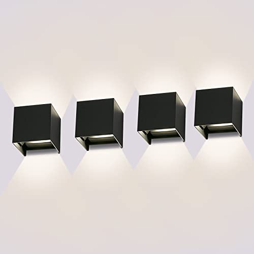 ledmo 4 Pack LED Wandleuchte Außen 12W Wandlampen Innen Auf und ab Einstellbarer Lichtstrahl 4000K LED Außenwandleuchte IP65 Wasserdichte