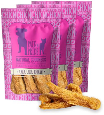 PACK'N PRIDE Dog Treats, 3 Pack*100g Freeze-Dried Chicken Strips, Low-Fat Dog Chews for Small&Medium Dogs, Chicken Fillets, No Artificial Flavors, Grain-free