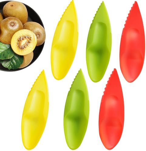 6 Stück Kiwi Löffel Spoon,Peeler Cutter Kunststoff,Kiwi Kunststoff Obst Peeler Cutter,kunststoff Löffel für Kiwis,Grapefruits,Passionsfrüchte,Küche Zubehör (Mehrere Farben)
