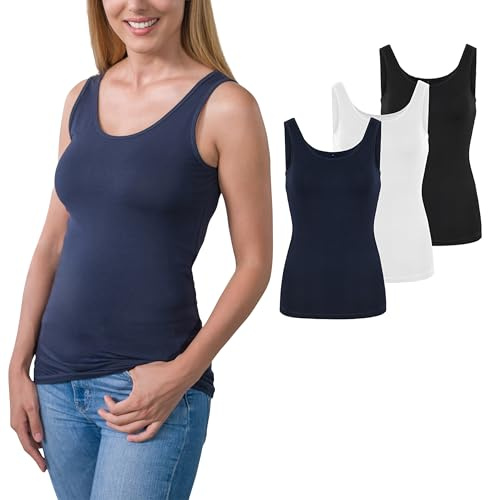 HRM Femme 200 Cm Débardeur, Noir, Blanc, Bleu Marine, XL EU