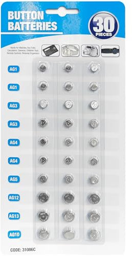 Pack 30 Piles Bouton pour Jouets, Montres, Télécommandes de Garage, Calculatrices, Clés - Alcalines - Pile LR44(AG13) LR43(AG12) LR1130(AG10) LR754(AG5) LR626(AG4) LR41(AG3) LR621(AG1)