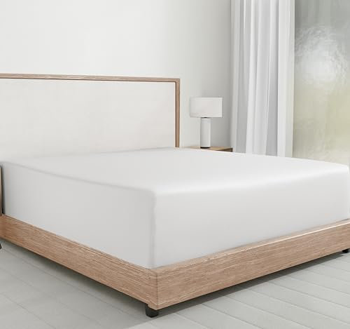 Spannbettlaken Baumwolle 140x200 cm, weiches, Kühlendes, langlebig Spannbetttuch mit tiefen Taschen, Kopf- und Fußanhängern von California Design Den