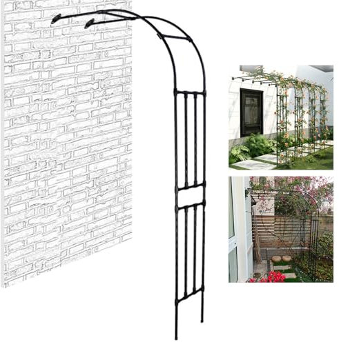 Halbseitiger Gartenbogen gegen die Wand, Gartenbogen-Spalier, Eisen-Gartenbogen-Laubgitter für Kletterpflanzen, Gartenbogen-Spalierlaube im Freien für Haus, Hof und Garten