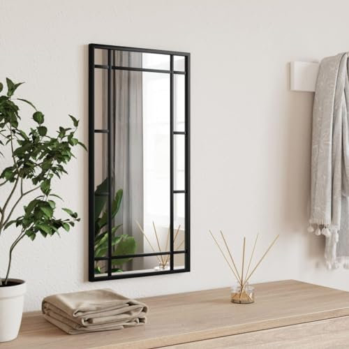 CIADAZ Svart järn rektangulär väggspegel, 30 x 60 cm, badrumsspegel, vardagsrumsspegel, entréspegel, vardagsrumsmöbel - 358628