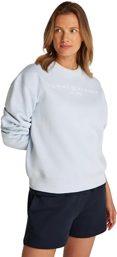Tommy Hilfiger Felpa Donna Senza Cappuccio, Blu (Breezy Blue), 3XL