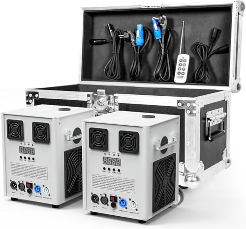Erreyht Set di 2 macchine pirotecniche Cold Spark 700W D-MX con flightcase, telecomando per feste, Halloween, Natale, matrimoni, eventi sportivi Bianco