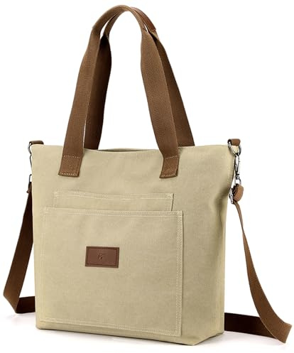 zhongningyifeng Bolso de lona para mujer, tamaño A4, con cremallera, para ir de compras, viajes, trabajo