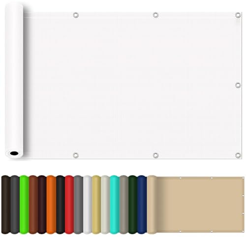 Sonnensegel Rechteckig 100 x 400 cm, Sonnenschutz 98% UV Schutz Windschutz Reißfest Wetterfest, Sonnensegel, Wasserdicht Rechteckig, für Balkon Garten, Weiß