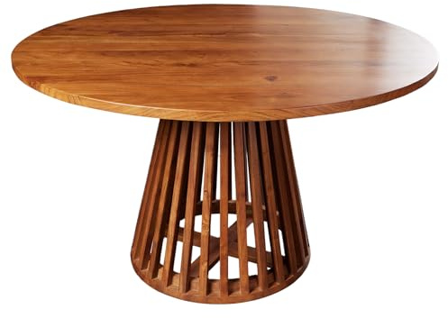 Riess Ambiente Runder Esstisch Maison Jade Ø130cm Natur Akazie Massivholz Säulenfuß Küchentisch Holztisch Esszimmertisch Konferenztisch Wohnzimmertisch