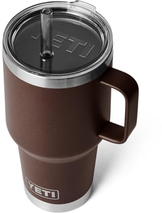 YETI Rambler Straw Mug, Stainless Steel Vacuum Insulated Mug with Stronghold Lid, Wetlands Brown, 35 oz (1 l)