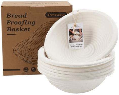 6-Pack 10 Round Pulp Proofing Baskets with 30 Liners & Bag for Sourdough