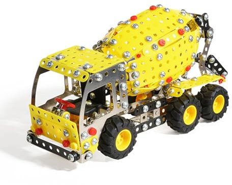 3D Erwachsene Simulation Metall-Puzzle-Modell, Baufahrzeug Mixer LKW abnehmbar Set, 591 Teile, Handmontiertes Mechanisches Montage Inklusive Werkzeug und Anleitung (Mischer-LKW)
