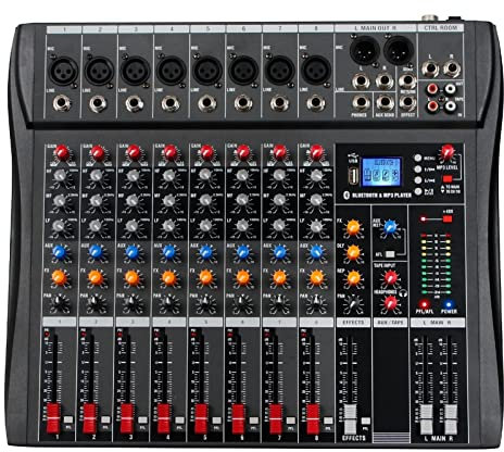 AKALNNB Audio Mixer, Dj Controller Mixer Sound Mixing Table Card Professional Pc Digital Consoles Interface Console Pro Equipment 8 Channel Audio Quality