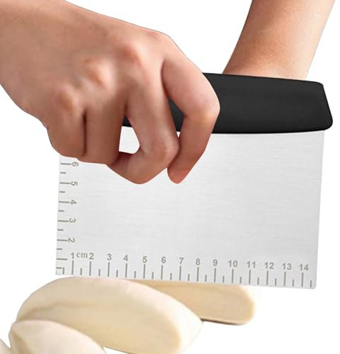Grattoir à pâtisserie Pro, coupe-pâte et grattoir - Séparateur de pâtissier | Coupe-pâte à Pizza en acier inoxydable poli, lavable au lave-vaisselle, avec échelle de mesure gravée pour gâteau