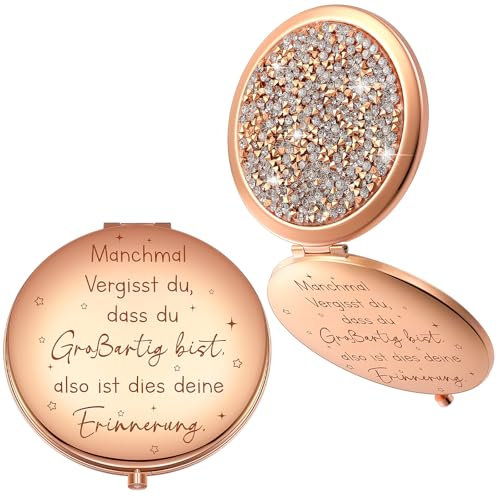 Namalu Inspirierender Kompaktspiegel für Frauen Kollegin Dankeschön Geschenk Klein Taschenspiegel mit Vergrößerung Schminkspiegel Abschiedsgeschenk für Kollegen Mitarbeiter Lehrer, Rosegold
