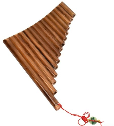 Panflöte Panflöte, G-Key aus natürlichem Material, weiche Tasche und Reinigungsstab (rechte Hand), 15 Pfeifen