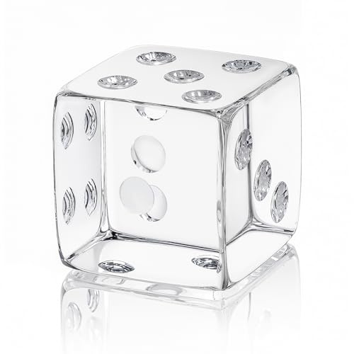QFkris 2.2 Glass Dice Paperweight Glass Art Dice Figurine Paper Weights for Desk