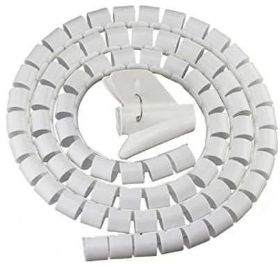 BZVCRTYKL 1/2 m Flexibler Kabelwickler – Kabel-Organizer, Drahtaufbewahrungsrohr, bissfester Kabelschutz, Wickler, Schreibtisch, Kabelzubehör / 425(22mm X 2m White)