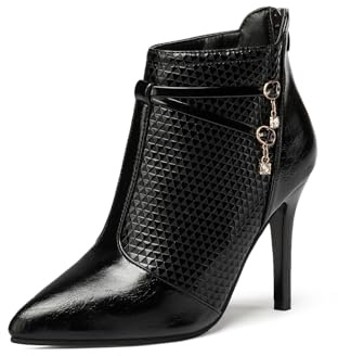 Agiyenna Damen Elegant Einfarbige Stiefelette Mode Komfortabel Spitze Stiefel Herbst Winter Casual Stiletto Stiefelette mit Reißverschluss Rutschfest Abriebfest Bequeme Ankelstiefel