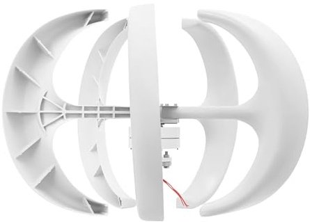 HOARLICN Windgenerator, 24V 600W Windrad Stromerzeugung Komplettset Bogenform Windturbine Windkraftanlage mit Controller Elektromagnetisch Automatischer Windwinkel Anzahl Der Flügel 5 (24, Volt)