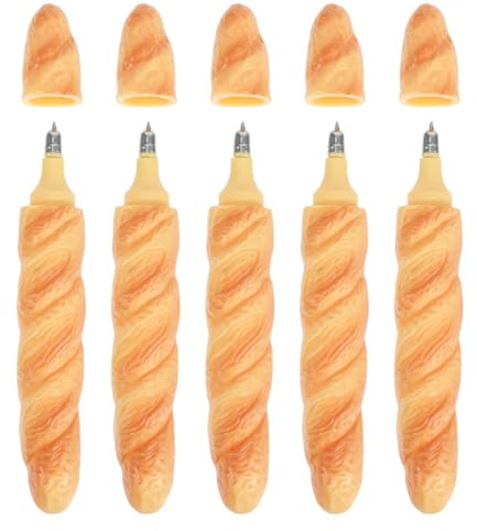 jojofuny 5Pcs Baguette Bread Pens Novelty Food Shaped Ballpoint Pen Smooth Writing Plastic Fake Loaf Model Cute Stationery for Office School Desk Decor Supplies 15cm