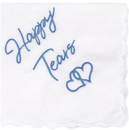 Bröllopsdagens näsduk, 30x30 cm Happy Tears-näsdukar, något blått för bruden, broderad bröllopsnäsduk för brudens mor och far