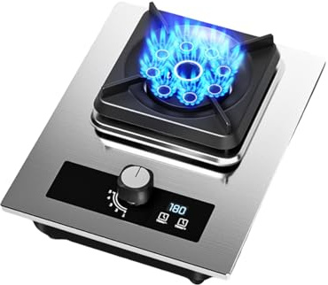Estufa De Gas De Un Solo Quemador, Estufa De Camping Portátil De Gas NG/LPG, Mesa De Acero Inoxidable Con Encendido Automático, For Campings,Cabañas, 5,2 KW(NG)