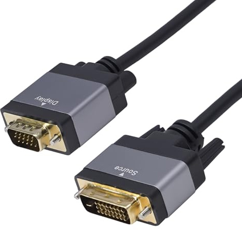 Cyberguys! DVI to VGA Cable 6ft, Male to Male DVI-D to VGA Adapter Cord with Secure Latch, Gold-Plated Connectors – Plug and Play Adapter Cable for Monitor, Projector, Desktop, Laptop, 1080P 60Hz