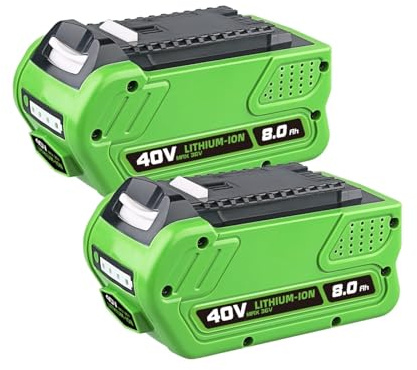 Batteria ricaricabile for elettroutensili, batteria di ricambio 40V 6.0Ah 8.0Ah, compatibile con Greenworks 29472 29462 29252 20202 22262(2pcs 8.0Ah)
