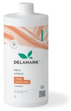 DELAMARK Weichspüler Ingwer, Moschus & Zeder, Konzentrat 1 L – vegan & hautfreundlich, antistatisch, macht Wäsche weich und geschmeidig