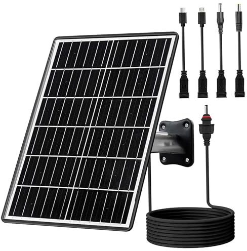 Uanqfegy Kit de Panneaux solaires monocristallins 15W avec Plusieurs Interfaces, Batterie Solaire étanche IP65 pour caméra extérieure, Batterie Externe Mobile
