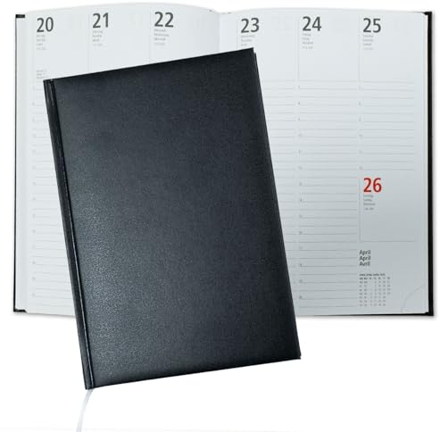 Timr Buchkalender 2027 Wochenkalender DIN A5-1 Woche 2 Seiten - tr506 | Kalender, Terminplaner, Chefkalender Schwarz, Hardcover, Termine, Notizen