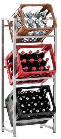 Estantería para Cajas De Bebidas Lennert I Soporte para Organizar Cajas I Estante De Almacenamiento para Cajas I Color:, Color:Acero Inoxidable, Tamaño:M
