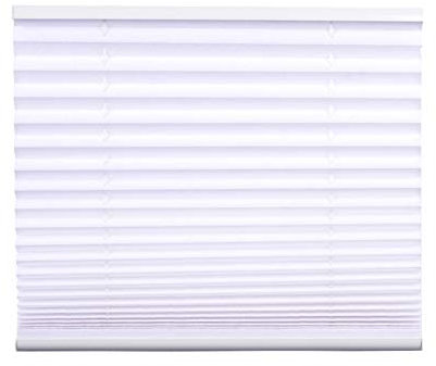 Jet-Line® | Plissee | 80 cm breit x 130 cm lang | Easyfix Montage ohne Bohren | Blickdicht | Jalousie | Klemmfix | Sonnenschutz | Rollo | Faltrollo in weiß | Klemmträger für Fenster | Faltstore