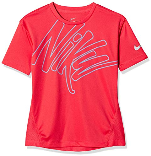 NIKE Mädchen T-Shirt G NK Dry TOP Run SS GX, Ember Glow/Aluminum, L, AQ9155