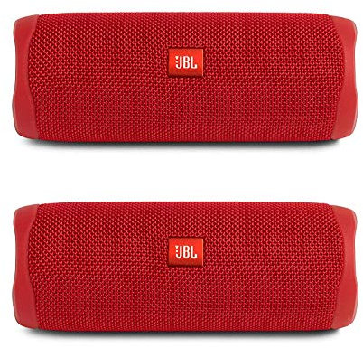 JBL Flip 5 Lot de 2 haut-parleurs Bluetooth sans fil étanches Rouge